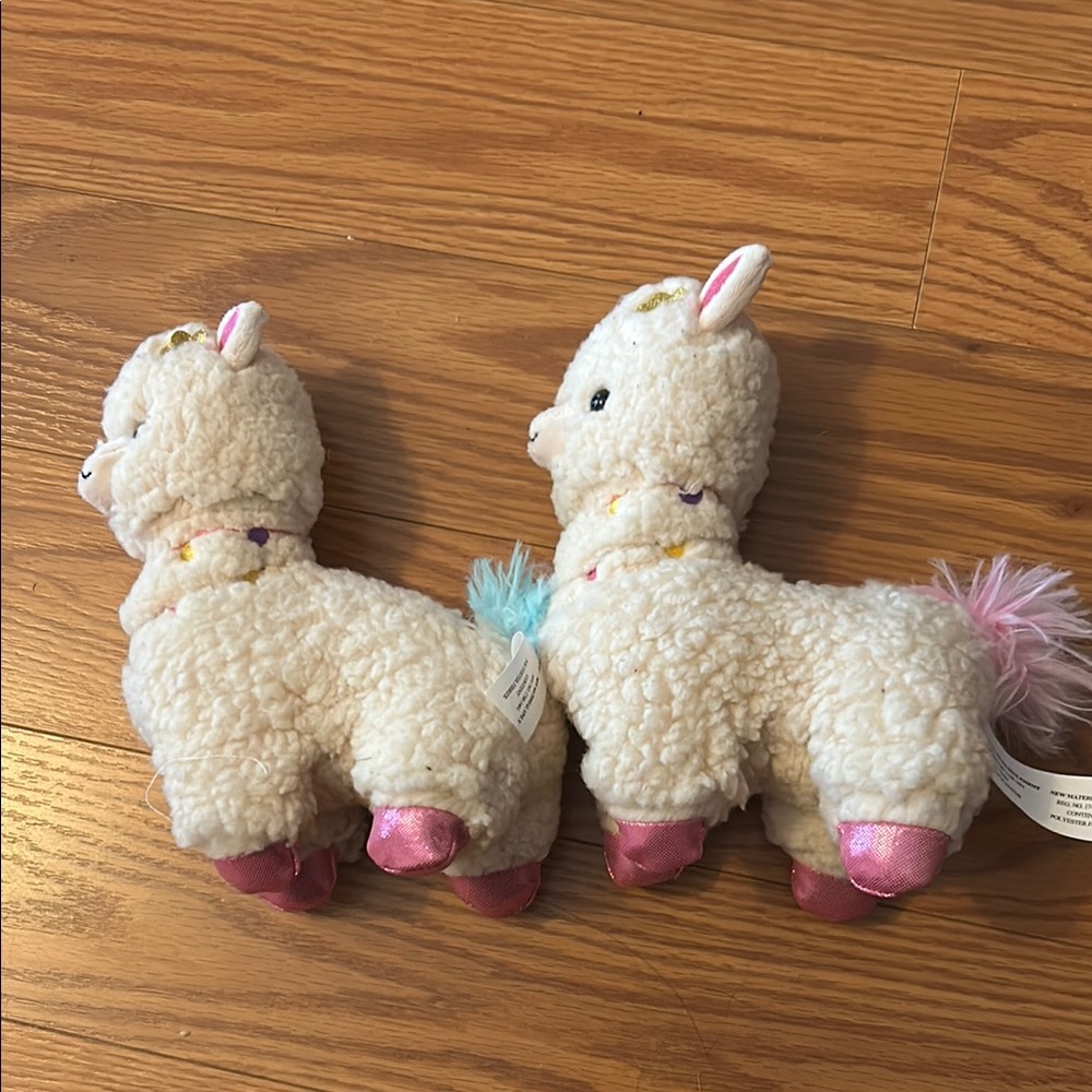 Plush Llama Toy with Pink and Blue Accents